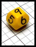 Dice : Dice - 10D - Yellow with Black Numerals - KC Aug 2015